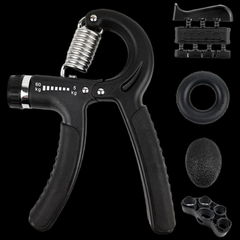 LongChan Black 5-Piece Hand Gripper & Finger Exerciser Set