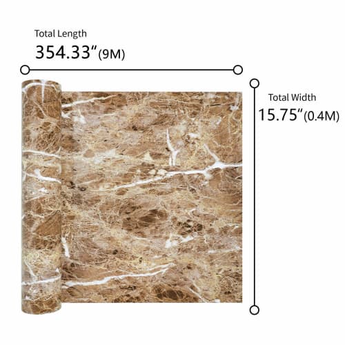 VEELIKE Marble Wallpaper Sheet, Brown, 40cm x 9m, Peelable, Easy to Apply, Self-Adhesive, Waterproof, Heat-Resistant, Stain-Resistant, Oil-Resistant,