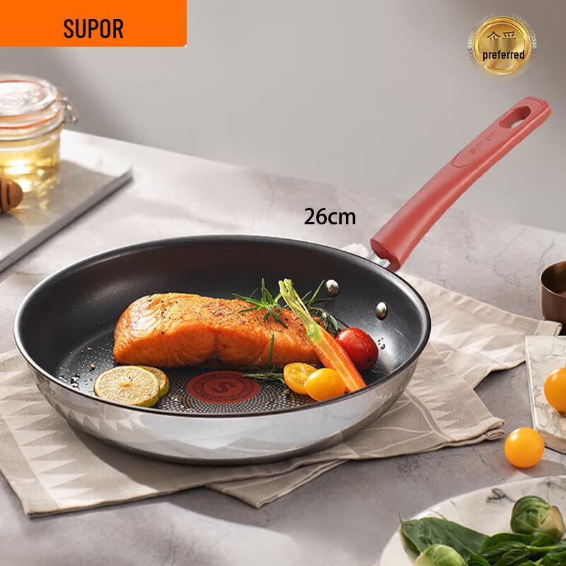 Supor Fire Red Dot 26cm Non-Stick Stainless Steel Frying Pan