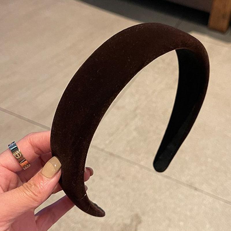 Fashion Simple Solid Color Winter Headbands for Women Velvet Sponge Hairband Girls Wide Hair Hoop Make-up Hair Bezel Headwear