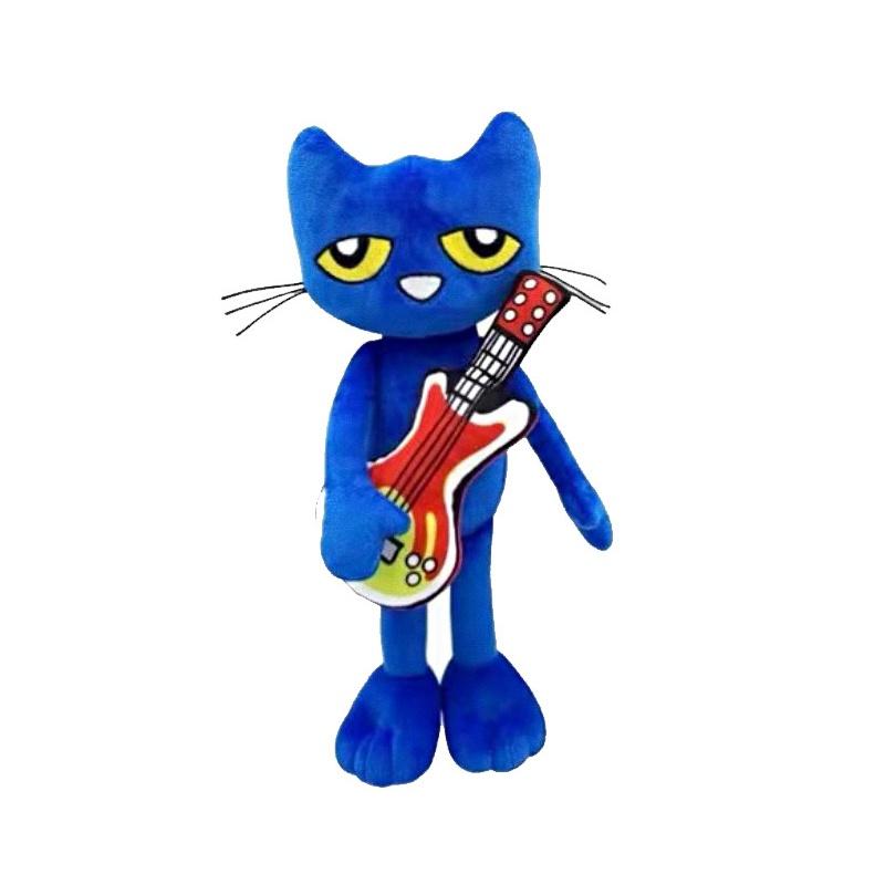 Мягкая и милая синяя плюшевая игрушка-кукла Пит Кот с гитарой для маленьких ручек 30 см