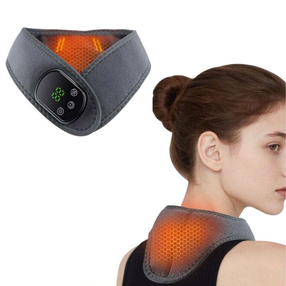 Graphene physiotherapy hot compress intelligent temperature control Neck Heating Pad 3 Levels Vibration Neck Warmer Wrap Massage