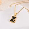 Hot Selling 18K Gold-plated Stainless Steel Inlaid Bear Pendant Necklace, Niche Light Luxury Heart Inlaid Diamond Bear Necklace