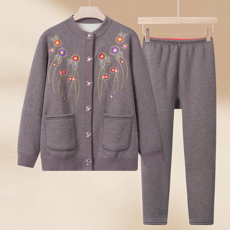 

Бабушкин зимний костюм женский для пожилых зимний комплект из двух предметов мать осень и зима плюс бархатная утолщенная куртка карман чтобы она выглядела стройнее 6XL