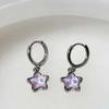 Kpop Y2K Pink Moonlight Stone Star Pendant Earrings For Women Egirl Fashion Sweet Crystal Star Ear Buckle Zircon Accessories
