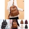 Stylish Pu Leather European Retro Casual Backpack For Women Soft Zipper Closure