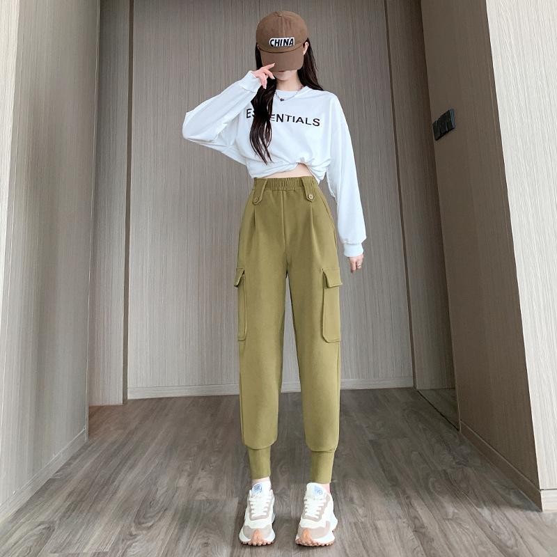 

Женский комбинезон новый осенне-зимний с высокой талией, завязками на щиколотках, брюки галифе, кофейного цвета, утепленные шерстяные ветрозащитные брюки XXL