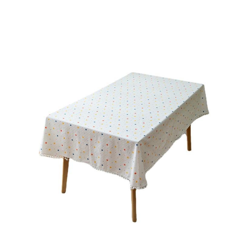 

French Style Cotton Graffiti Jacquard Tablecloth Creative Geometry Round Dot Hairball Pendant Table Cloth For Home Kitchen Decor 140x140cm белый