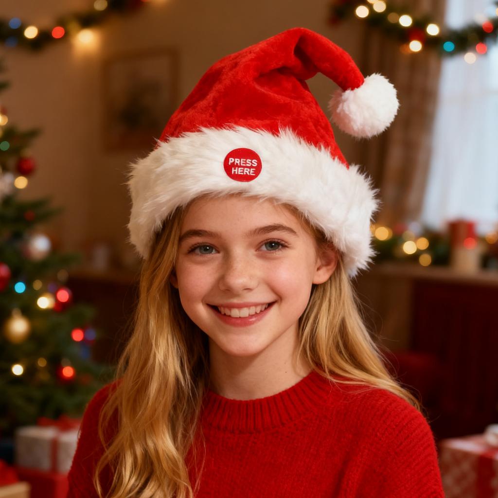 Christmas Hat Electric Singing And Dancing (batteries Not Included) Plush Hat With Ball Top Soft And Fun Suitable For Children And Adults | Hat