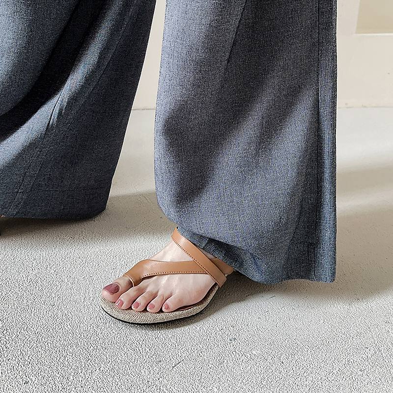 Krazing Pot Sheepskin Mules Summer Size 40 Flip Flops European Design Slip on Thin High Heels Women Peep Toe Sandals