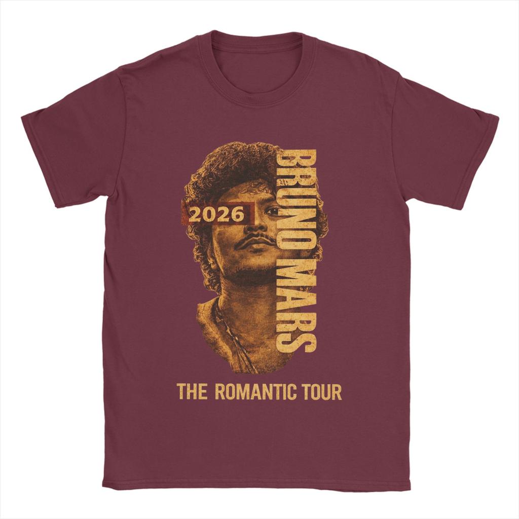 The Romantic Tour Bruno Mars 2026 Unisex T Shirt Novelty Tees Short Sleeve O Neck TShirt 100 Cotton New Arrival Tops