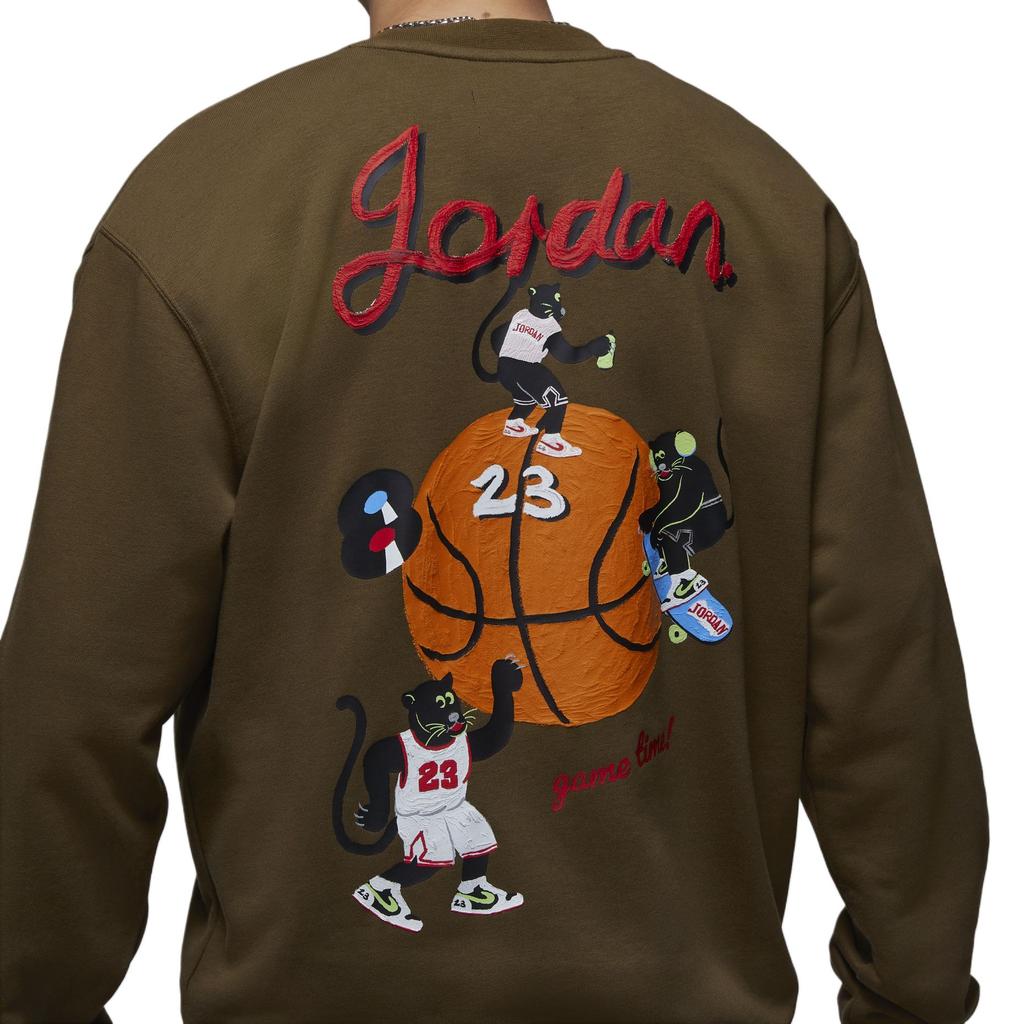 Jordan Logo Cartoon Long Sleeve Sweatshirt Men Sweatshirt Olive HV1750366