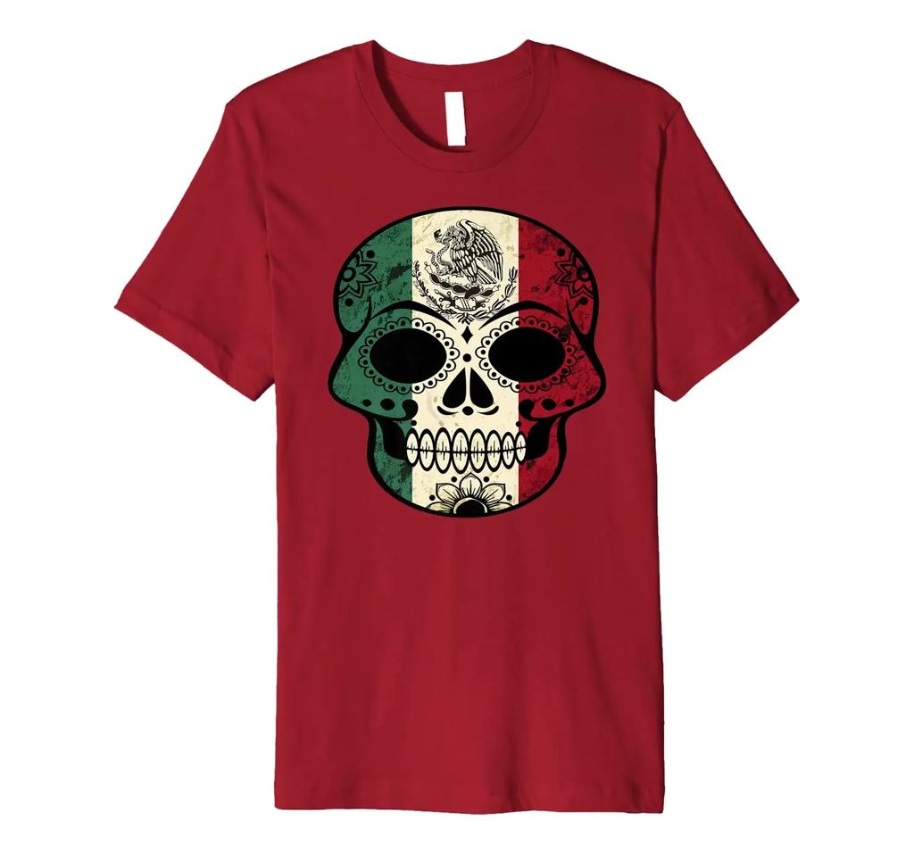 Mexico Flag Sugar Skull Mexican Flag T Shirt 100 Cotton Short Sleeve ONeck Casual Mens Tshirts Loose Top New Size S3XL