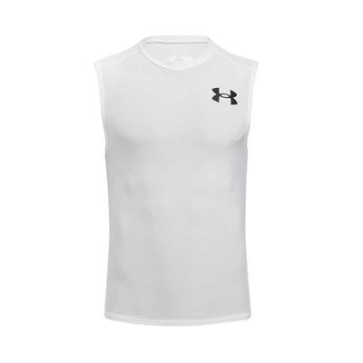 HeatGear OG Fitted Training Logo Breathable Sports Tank Top Men Tops White 1390100-100