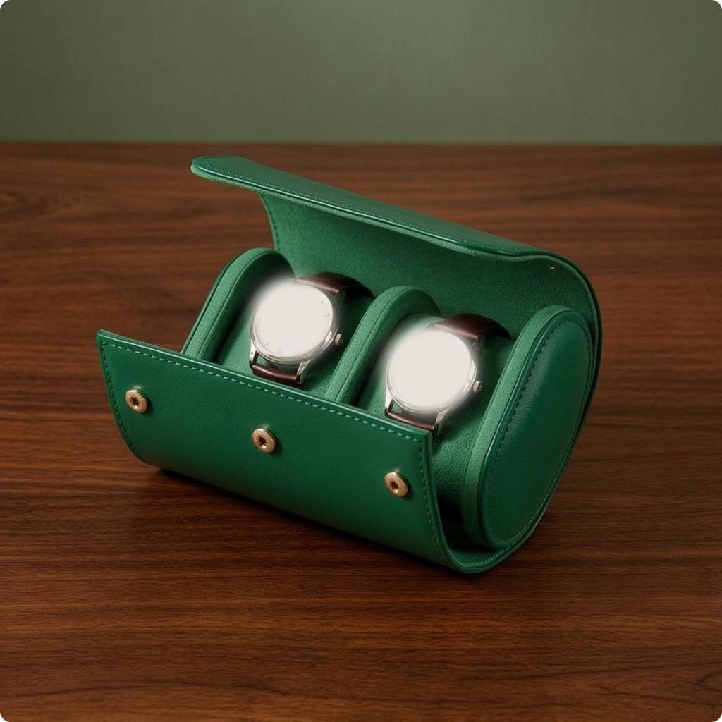 Watch Roll with Three Compartments Cylindrical Travel Structured for