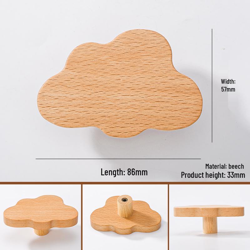 Solid Wood Cartoon Drawer Pull Knob for Children's Room
