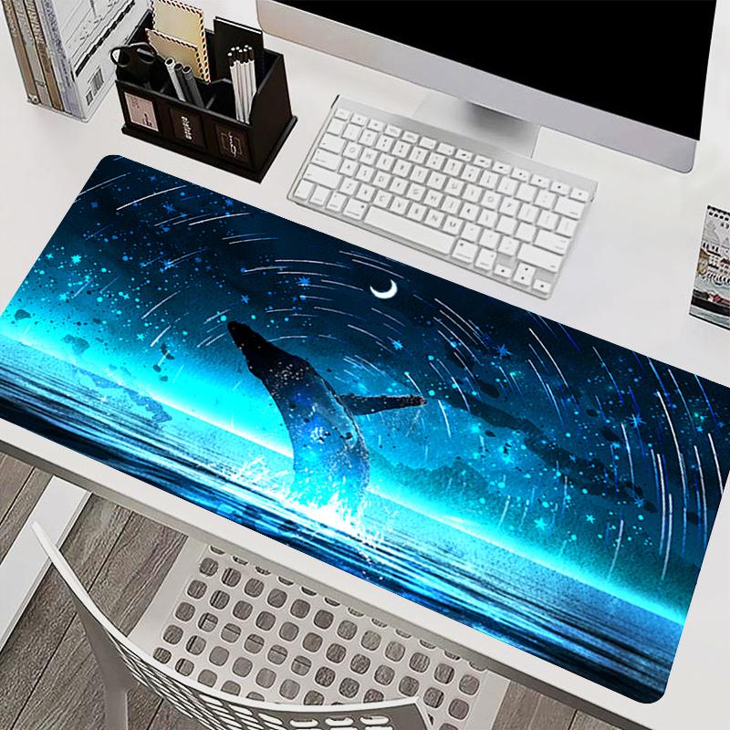 Office Mouse Pad Gamer Highquality Rubber Computer Desk Mat Blue Carpet Kawaii Gaming Accessories Cloud Whale Extended Mousepad