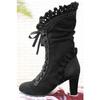 High Coarse Heel Lace Lace  Short Boots Frosted Women's Boots