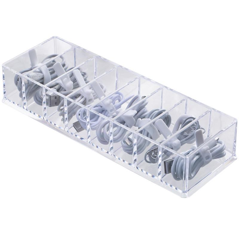 Transparent drawer type sorting box Data cable Headphone separate storage box Plastic multi-function compartment storage box