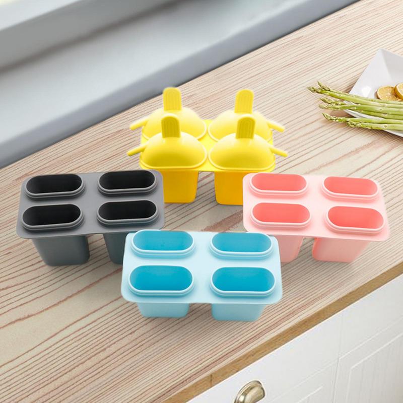 Silikon Eis am Stiel Formen 4 Fächer Lebensmittelqualität Wiederverwendbar Eis am Stiel Maker Silikon 50 Stiele Leichtes Entformen Hausgemachter Eismacher Für