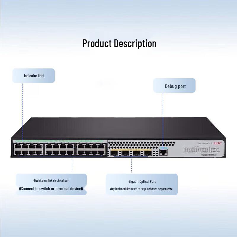 H3C S5024PV6-EI 24-Port Gigabit L2 Managed Network Switch