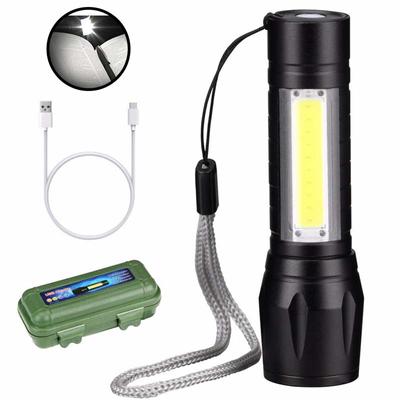 Outdoor LED Torch USB Rechargeable Flashlight Police Zoom Camping Lamp Light F
