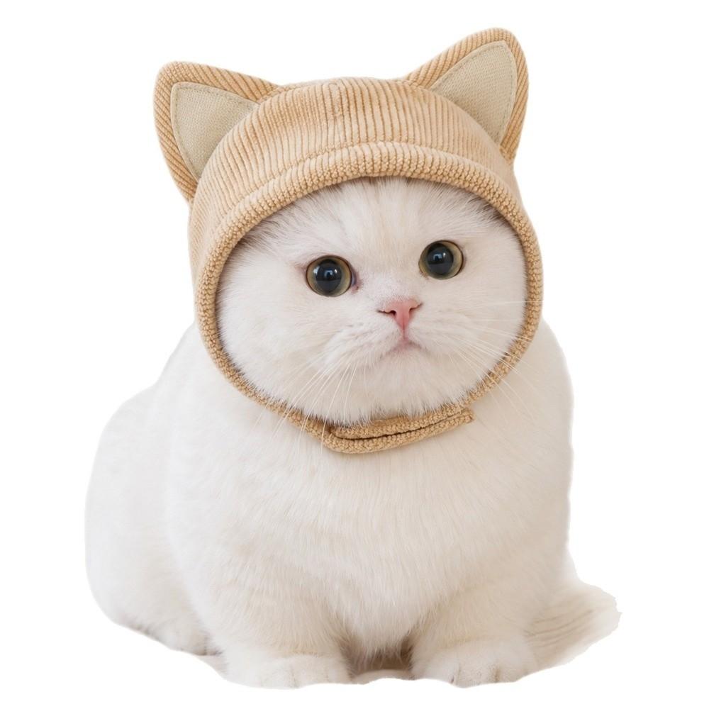 Lightweight Pet Headgear Adjustable Velcro Sun Protection Hood Cute Cat Ear Hat Outdoor Travel