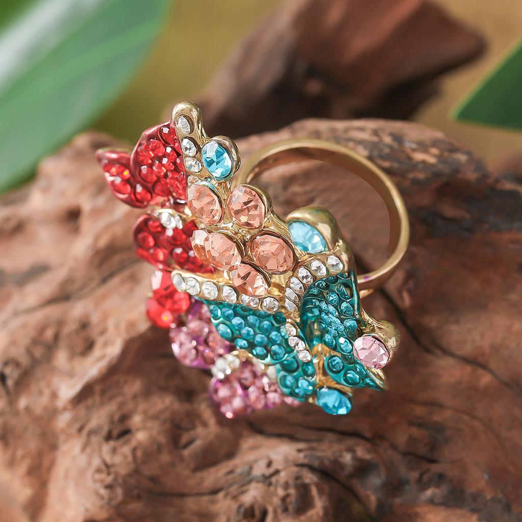 Vintage, Personalized, Creative Alloy, Diamond Studded, Exaggerated Ring, Fashionable New Starfish Joint Ring