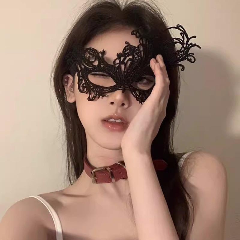 Makeup Dance Party Mask Half-face Sexy Lace Feather Mask Halloween Mask Posing Props Headgear Black Phoenix Edition