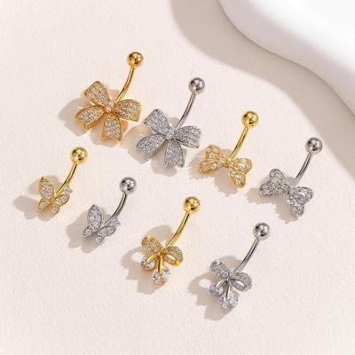 Mode Zirkon Schmetterling Bauchnabelringe Glänzender Kristall Schleife Nabelpiercing Für Frauen Mädchen Sexy Bauchnabelring Strandschmuck Geschenke