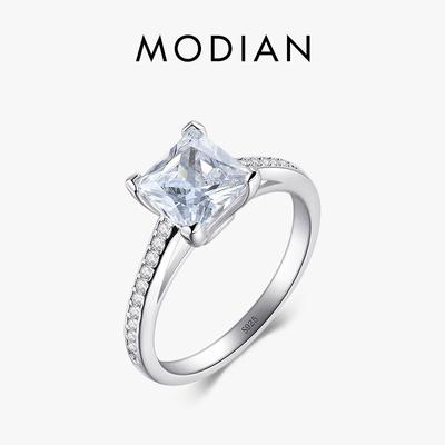MODIAN Nişan AAAAA Kübik Zirkon Moda Yüzükler Gerçek 925 Ayar Gümüş Alyans Gelin Takı Kadınlar Için