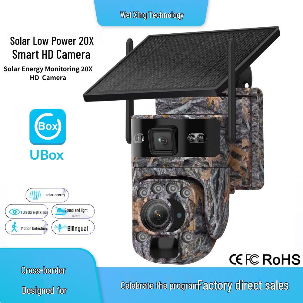 4G Solar Camouflage Surveillance Camera with 20X Zoom, HD, Day/Night Full Color, Low Power.