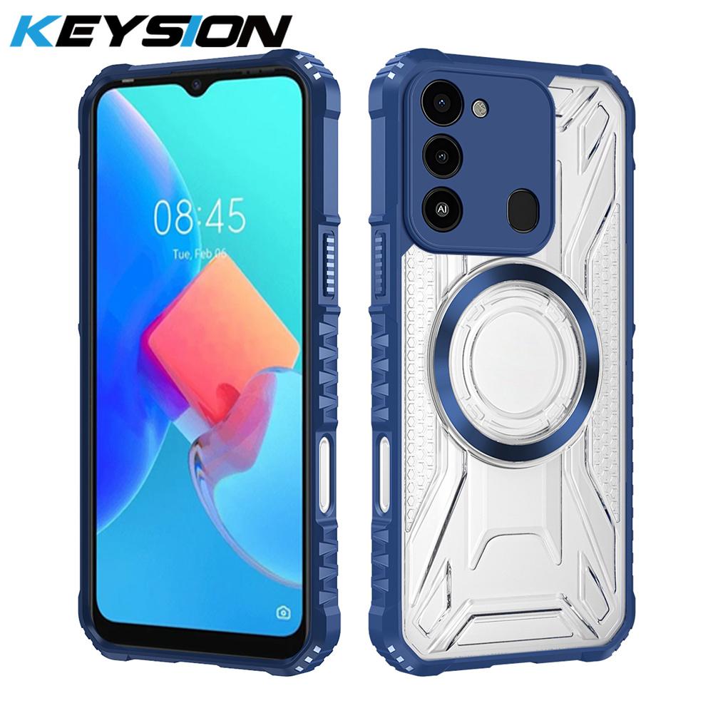 

KEYSION Transparent Magnetic Case for TECNO Spark 8C 9 Soft Silicone+PC Heavy Duty Shockproof Phone Cover for Spark Go 2022 for Spark 8C синій