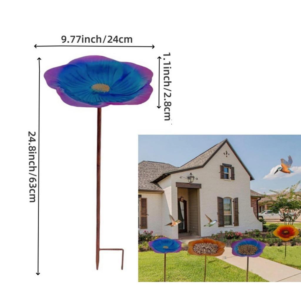 Garden Metal Bird Bath Bird Feeder Bath Decorative Birdfeeder with Metal Stake for Backyard Patio Yard Outdoor Garden Bird Lover