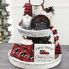 Festive Christmas Tiered Tray Decor Santa Wood Sign Gnome Santa for Holiday Table Centerpiece for New Year Home Tabletop
