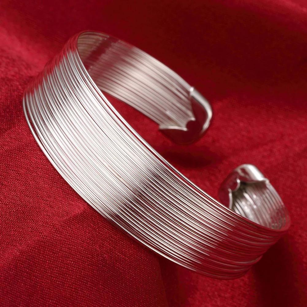 Bracciali Trendy in Argento 925 Braccialetto Charms Carini Aperti per Donne Gioielli di Moda Regolabile Dimensioni Bracciale Manicotto Festa di Matrimonio