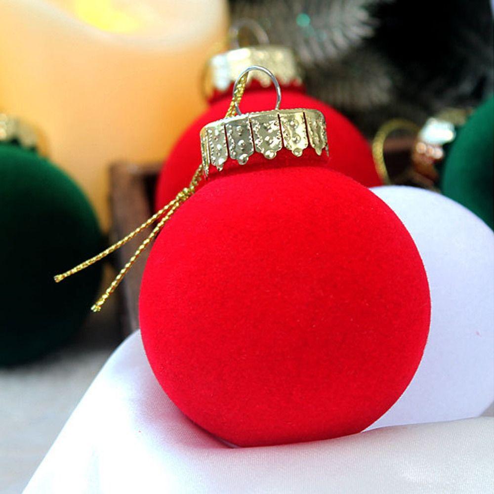 9pcs PET Flocking Christmas Balls Plastic Christmas Tree Hanging Decoration  New Year