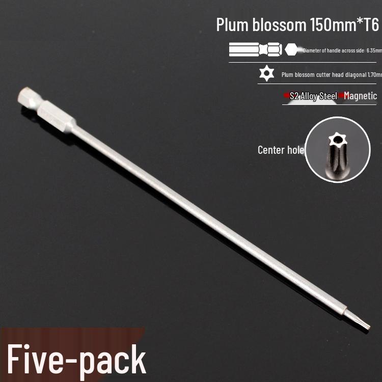 Plum Blossom S2 Magnetic Hex Screwdriver Set - 6.35mm Pneumatic Drill Bit Set