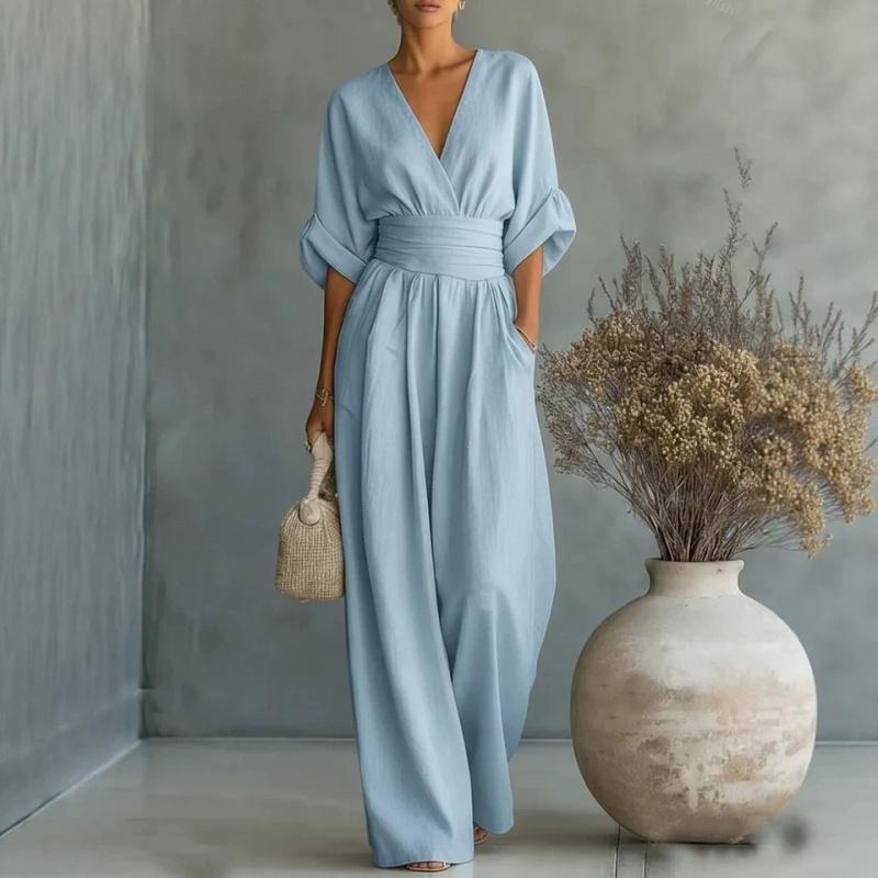 Tuta Elegante Monocolore con Scollo a V e Cintura in Vita per Donna - Nuova Collezione Primavera/Estate 2026