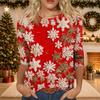 Women's Casual Three-Quarter Sleeve Neck Christmas Print Top