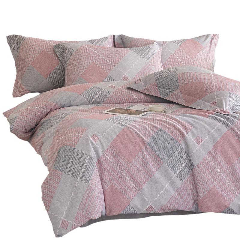 Duo Xi Ai Mei Autumn/Winter Sanded Cotton Bedding Set: 4-Piece Embroidered Quilt Cover, Bed Sheet Gift Set