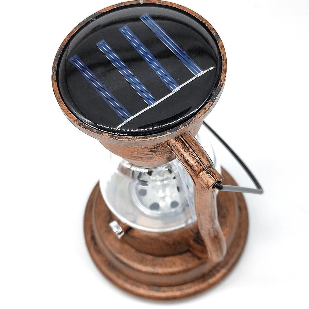 Solar Powered Vintage Hanging Light Portable Old-Fashioned Kerosene Lamp 300mAh Built-In Battery Courtyard Garden Decor