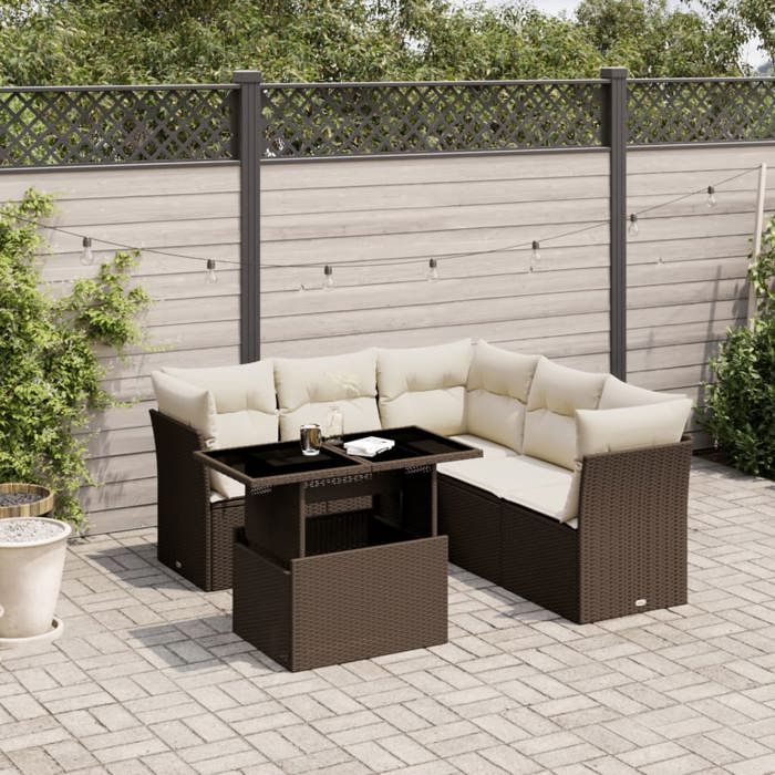 VidaXL Garden Furniture Set with Cushions 6 Pcs Brown Braided Resin 3266583