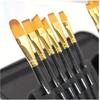 15Pcs Oil Paint Brushes Set Various Size Nylon Hair Wood Grip DIY Colored Drawing Watercolor Acrylic Art Supplies