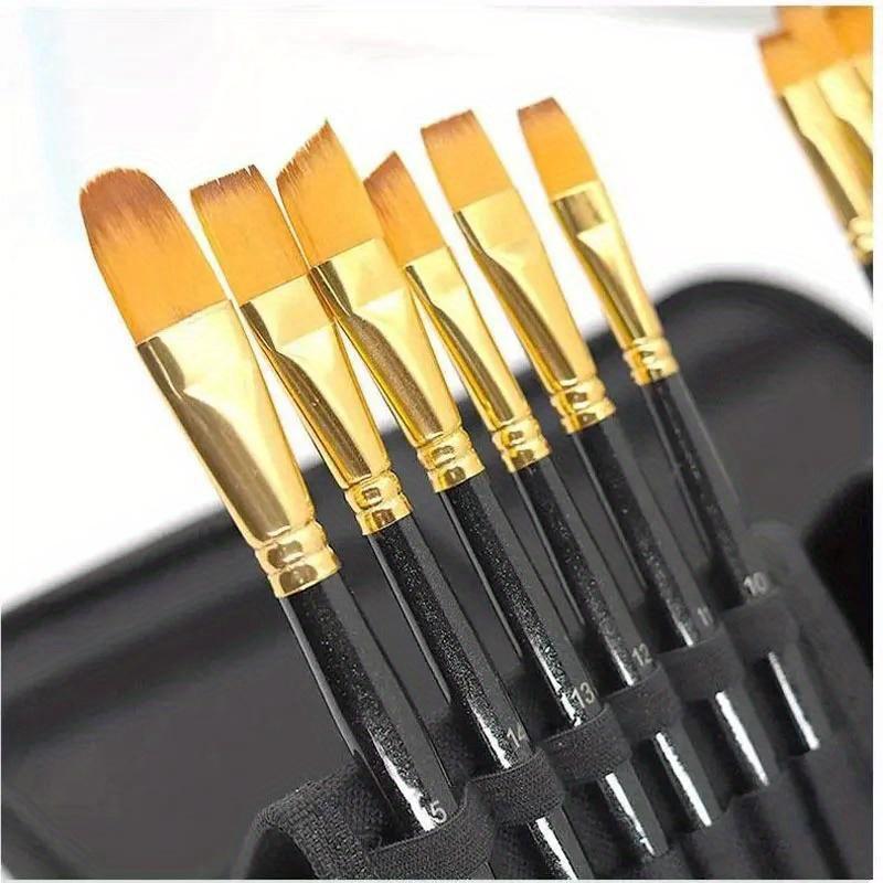 15Pcs Oil Paint Brushes Set Various Size Nylon Hair Wood Grip DIY Colored Drawing Watercolor Acrylic Art Supplies