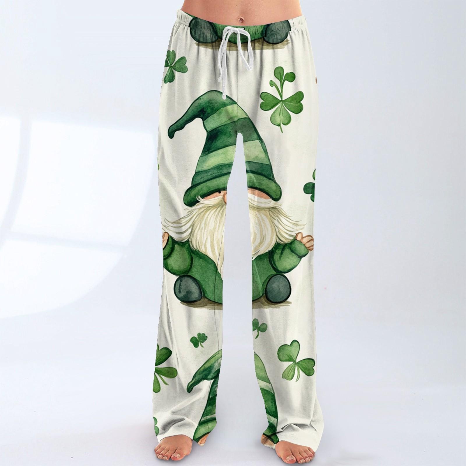 

Женская мода Свободный повседневный St. Повседневные брюки с принтом ко Дню Святого Патрика XL белый