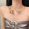 Gold and Silver Maple Leaf Choker Necklace Irregular Exaggerated Choker  for Women