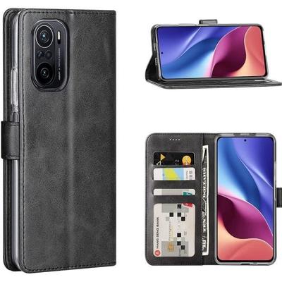 Protective Case for Redmi K40 - E.F.CONNECTION - Leather Effect - Wallet with Card Slots - Black