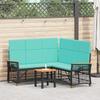 Garden Lounge Sofa Set Black and Turquoise 164 x 164 x 112 cm