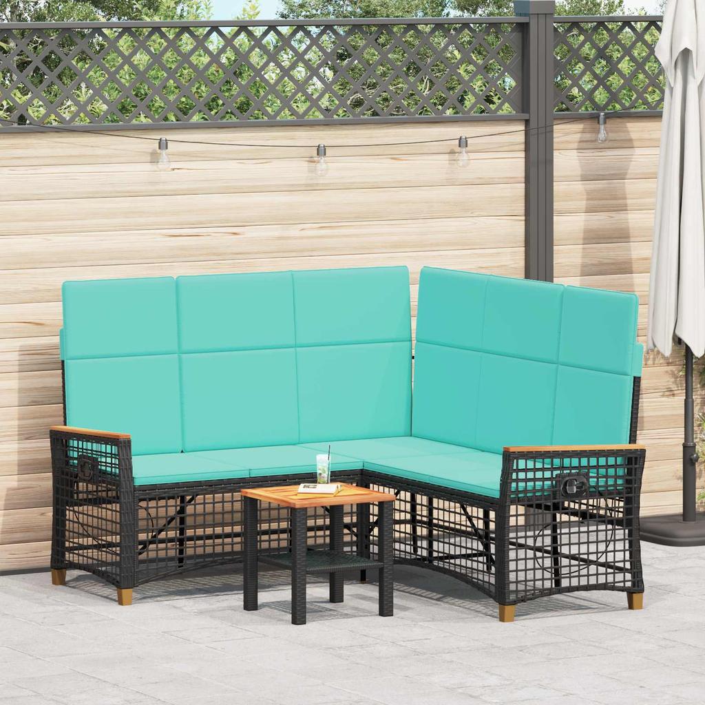 Garden Lounge Sofa Set Black and Turquoise 164 x 164 x 112 cm